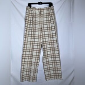 Aritzia Wilfred Francesca Check Plaid Pant Size 12 High Waist Preppy Office Wear